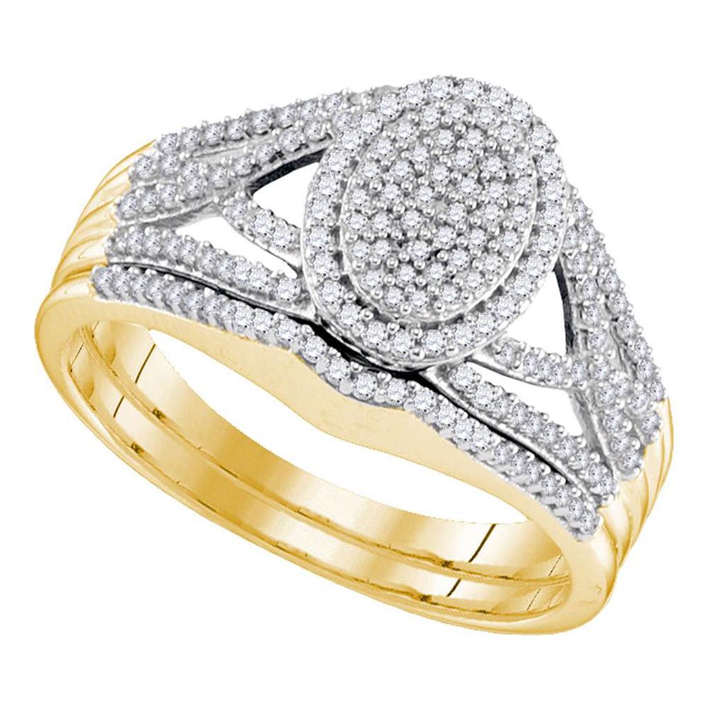 10k Yellow Gold Round Diamond Bridal Wedding Ring Set 3/8 Cttw