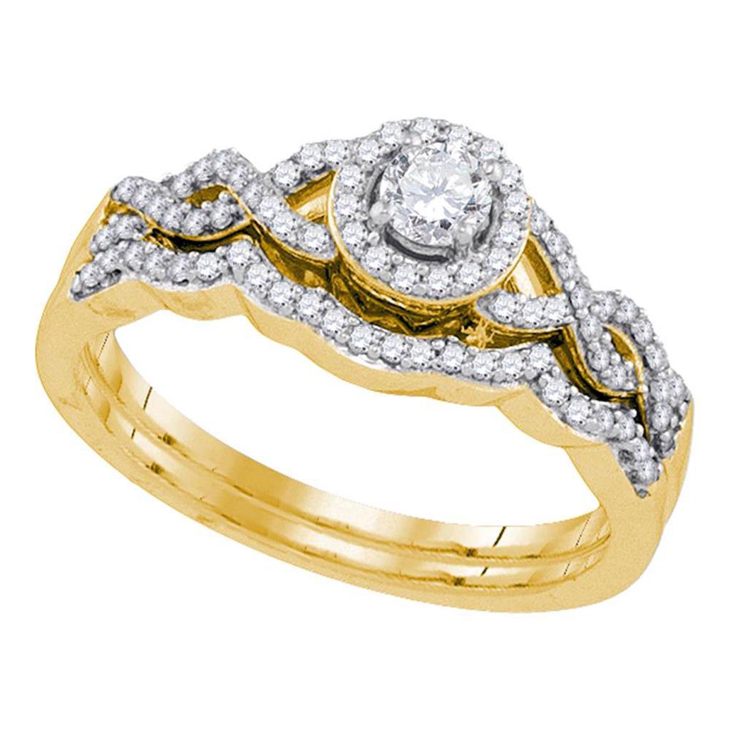 10k Yellow Gold Round Diamond Bridal Wedding Ring Set 3/8 Cttw