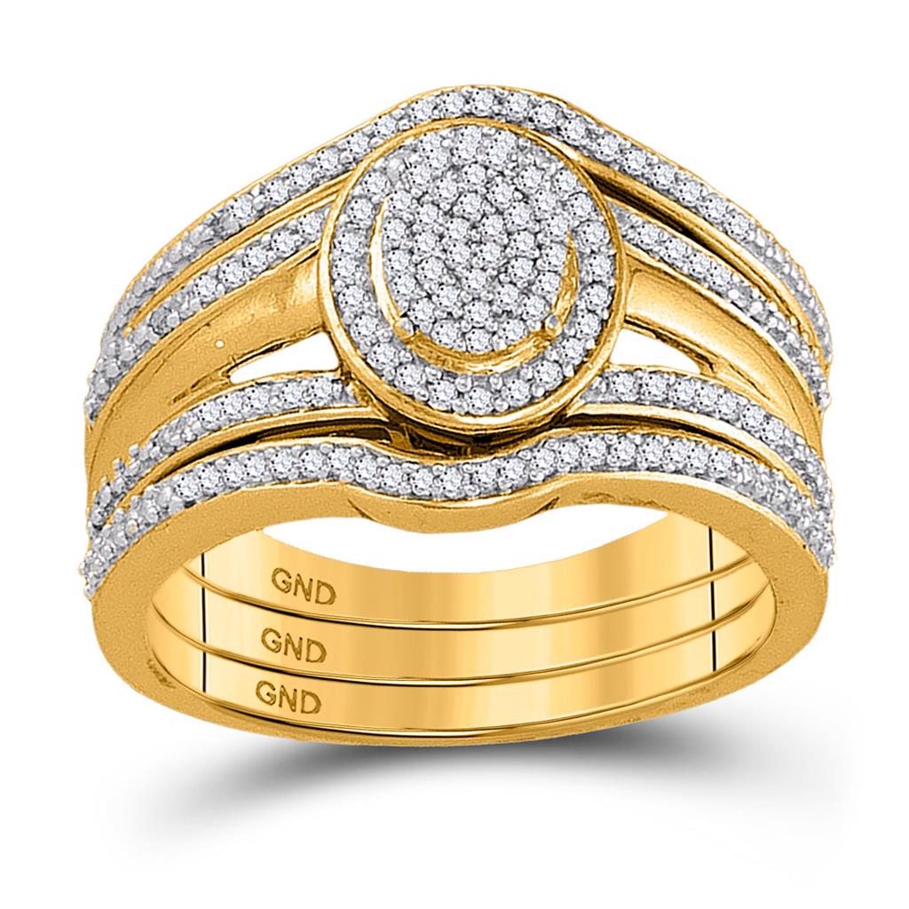 10k Yellow Gold Round Diamond Bridal Wedding Ring Set 1/3 Cttw