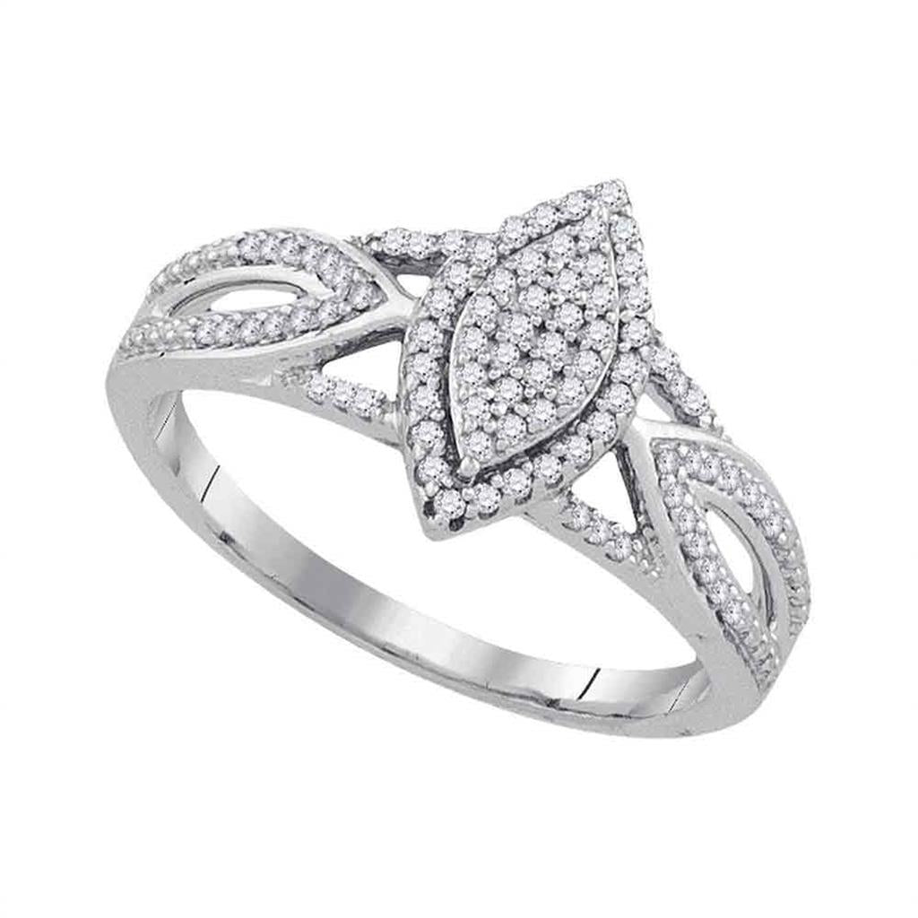 14k White Gold Round Diamond Oval Bridal Engagement Ring 1/4 Cttw