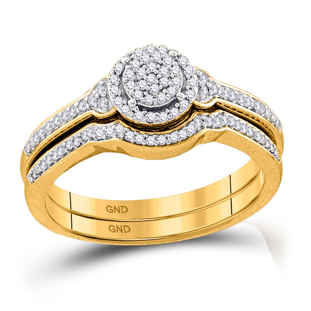 10k Yellow Gold Diamond Bridal Wedding Ring Set 1/4 Cttw