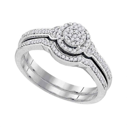 14k White Gold Diamond Bridal Wedding Ring Set 1/4 Cttw