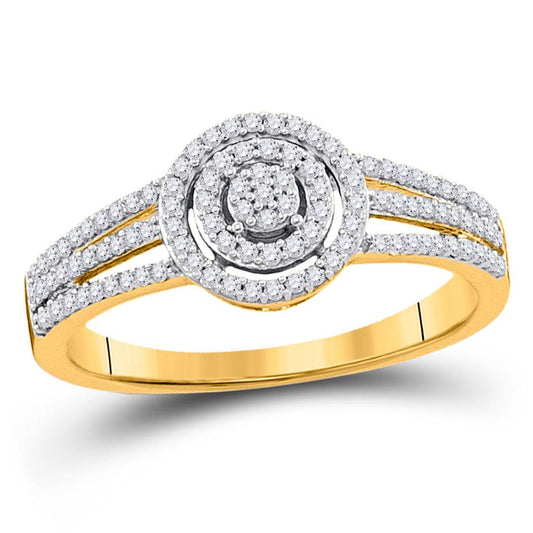 10k Yellow Gold Round Diamond Cluster Bridal Engagement Ring 1/5 Cttw