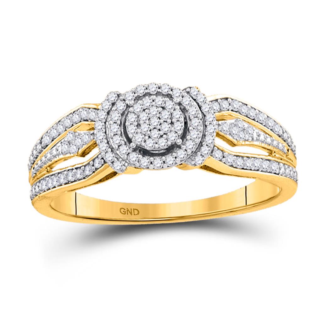 10k Yellow Gold Round Diamond Cluster Bridal Engagement Ring 1/4 Cttw