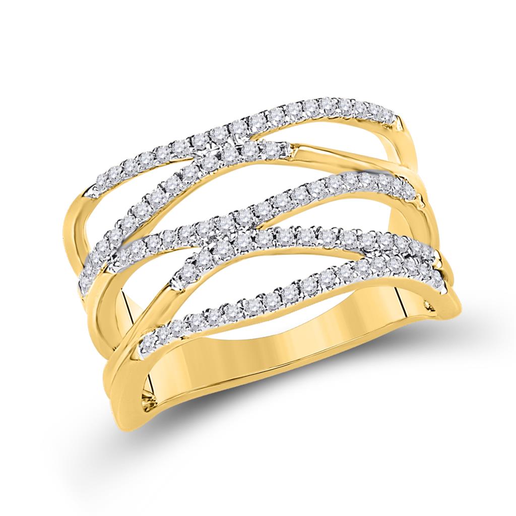 10k Yellow Gold Round Diamond Open Strand Band Ring 3/8 Cttw