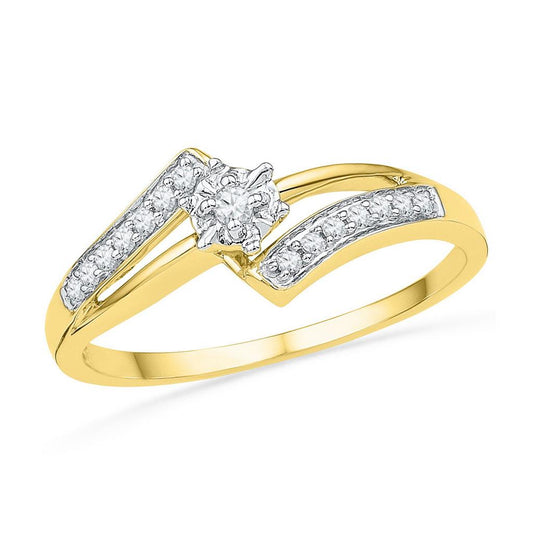 10k Yellow Gold Round Diamond Solitaire Bridal Engagement Ring 1/10 Cttw