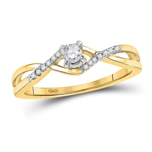 10k Yellow Gold Round Diamond Solitaire Bridal Engagement Ring 1/6 Cttw