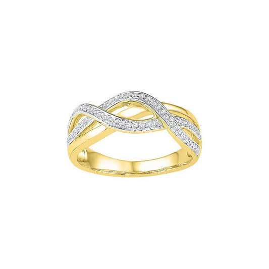 10k Yellow Gold Round Diamond Woven Fashion Band Ring 1/5 Cttw