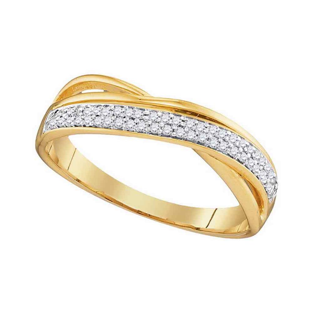 10k Yellow Gold Round Diamond Crossover Band Ring 1/6 Cttw