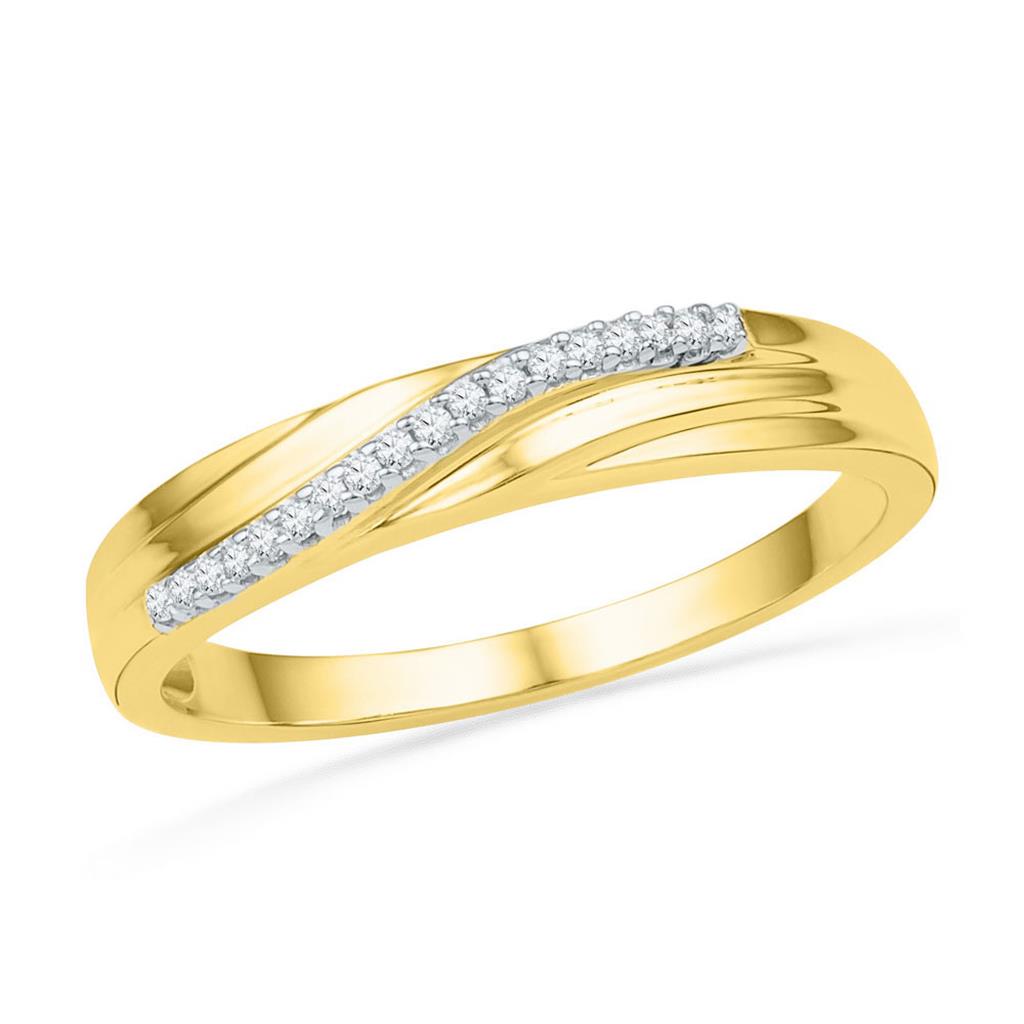 10k Yellow Gold Round Diamond Band Ring 1/20 Cttw