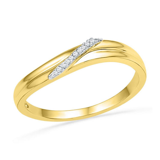 10k Yellow Gold Round Diamond Simple Single Row Band Ring .03 Cttw