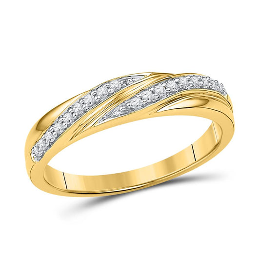 10k Yellow Gold Round Diamond Simple Band Ring 1/10 Cttw