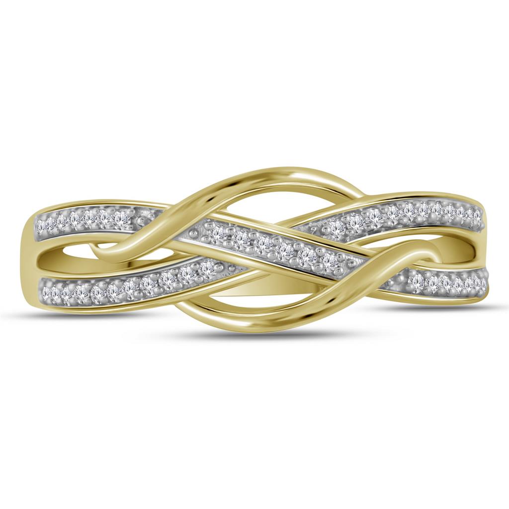 10k Yellow Gold Round Diamond Woven Band Ring 1/10 Cttw