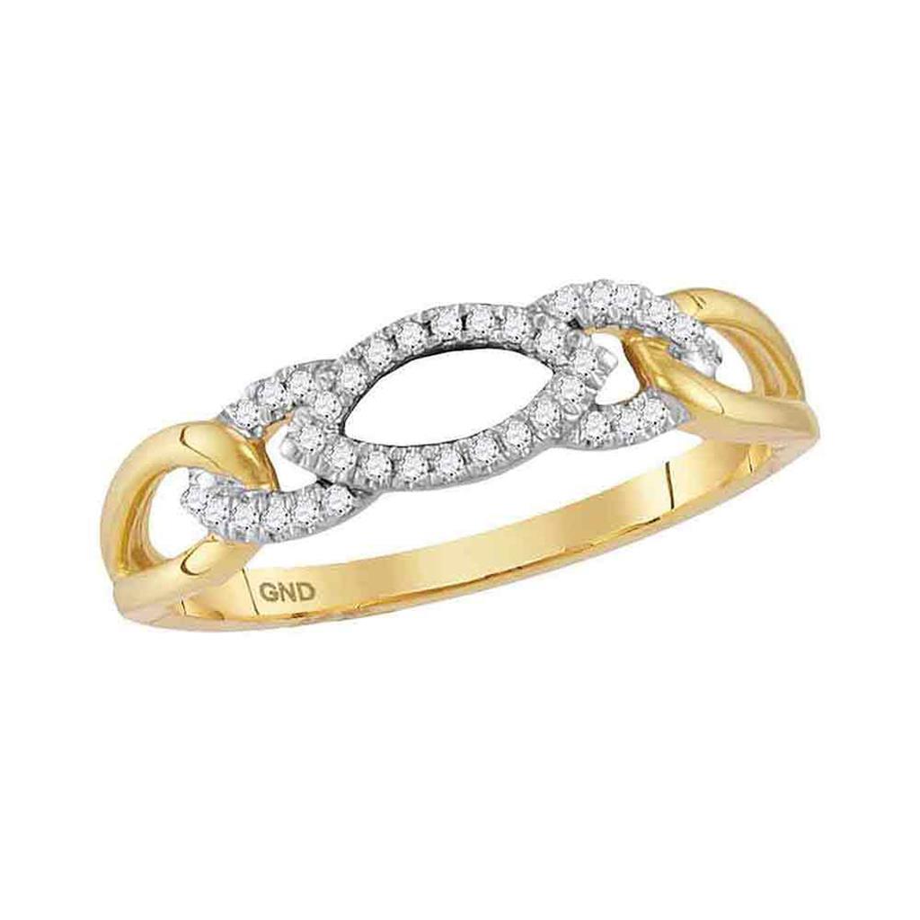 10k Yellow Gold Round Diamond Fashion Band Ring 1/8 Cttw