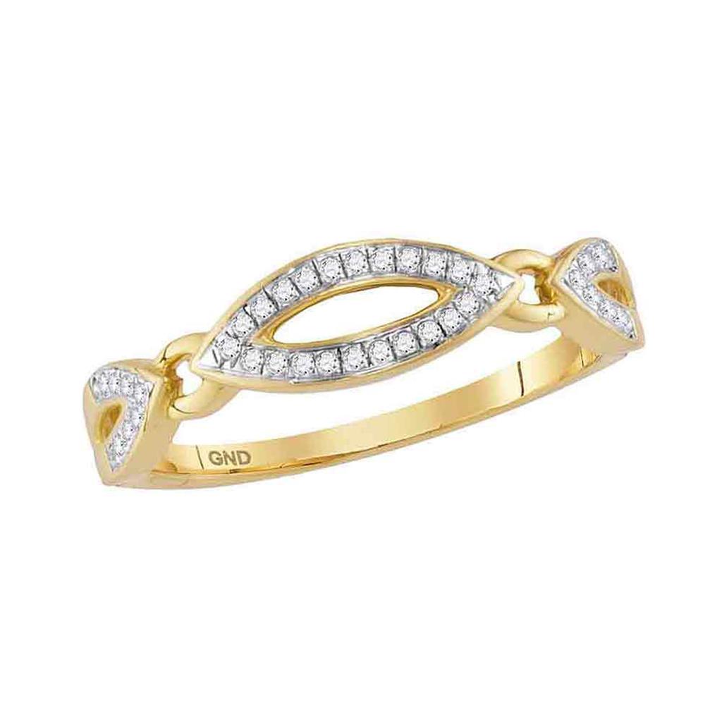 10k Yellow Gold Round Diamond Fashion Band Ring 1/10 Cttw