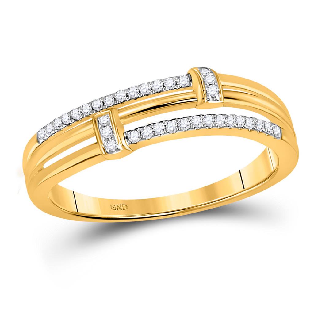 10k Yellow Gold Round Diamond Band Ring 1/12 Cttw