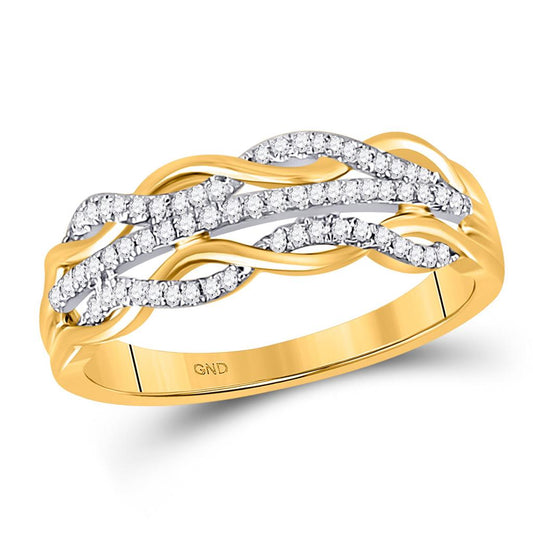 10k Yellow Gold Round Diamond Twist Band Ring 1/6 Cttw