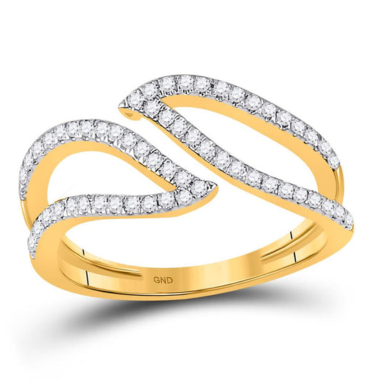 10k Yellow Gold Round Diamond Bisected Outline Band Ring 1/4 Cttw