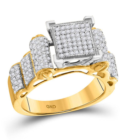 10k Yellow Gold Round Diamond Cluster Bridal Engagement Ring 1/2 Cttw