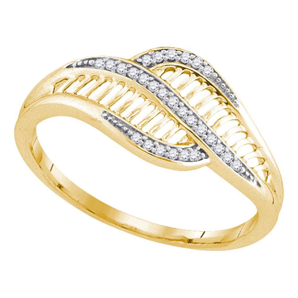 10k Yellow Gold Round Diamond Fashion Band Ring 1/12 Cttw