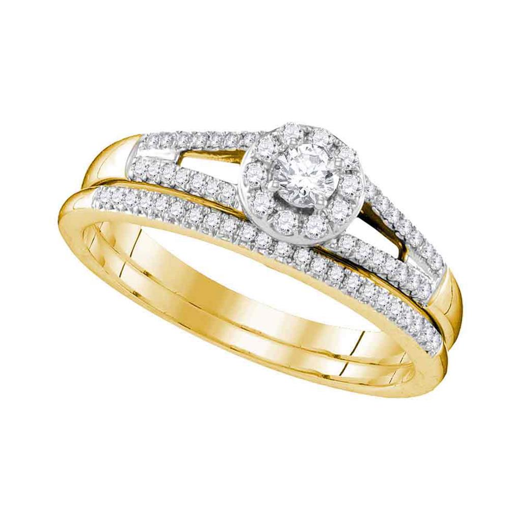 10k Yellow Gold Round Diamond Bridal Wedding Ring Set 1/3 Cttw