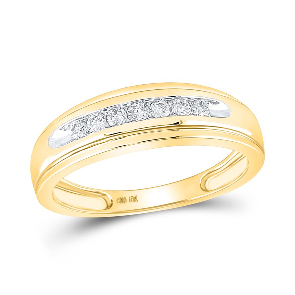 10k Yellow Gold Round Diamond Wedding Channel Set Band Ring 1/4 Cttw