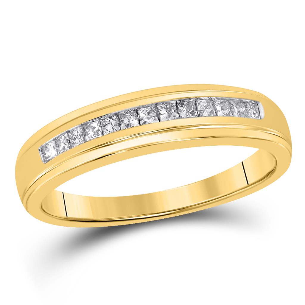 10k Yellow Gold Princess Diamond Single Row Wedding Band 1/4 Cttw