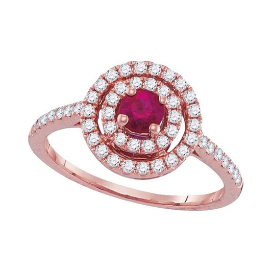 3/8CTW-Diamond 1/4CT-RUBY RING