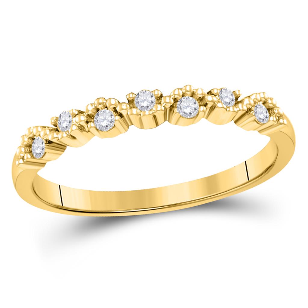 10k Yellow Gold Round Diamond Stackable Band Ring 1/8 Cttw