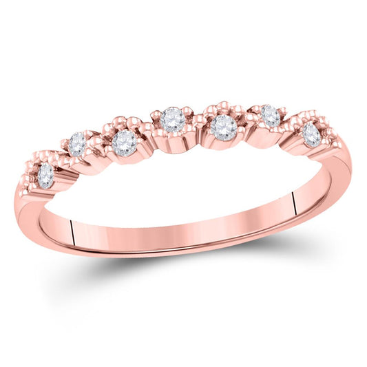 10k Rose Gold Round Diamond Stackable Band Ring 1/8 Cttw