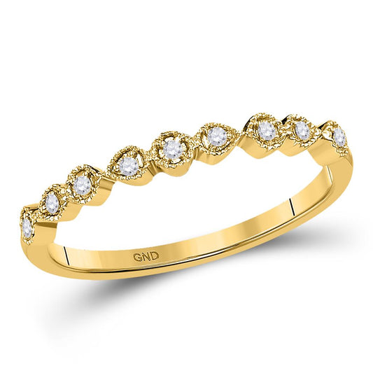 10k Yellow Gold Round Diamond Stackable Band Ring 1/20 Cttw