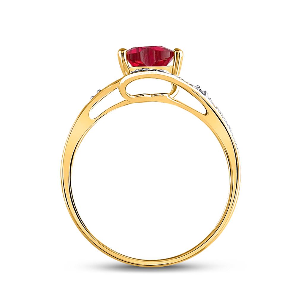 10K Yellow Gold Ruby Ring with outlets Heart Accents