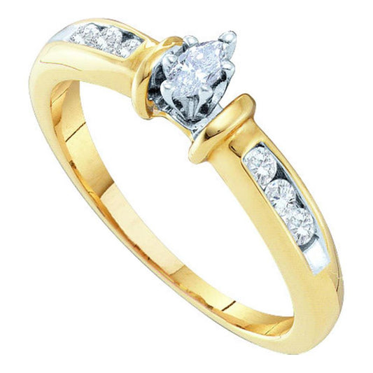 10k Yellow Gold Marquise Diamond Solitaire Bridal Engagement Ring 1/4 Cttw