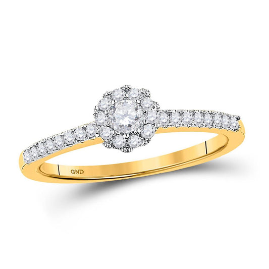 10k Yellow Gold Round Diamond Solitaire Bridal Engagement Ring 1/3 Cttw