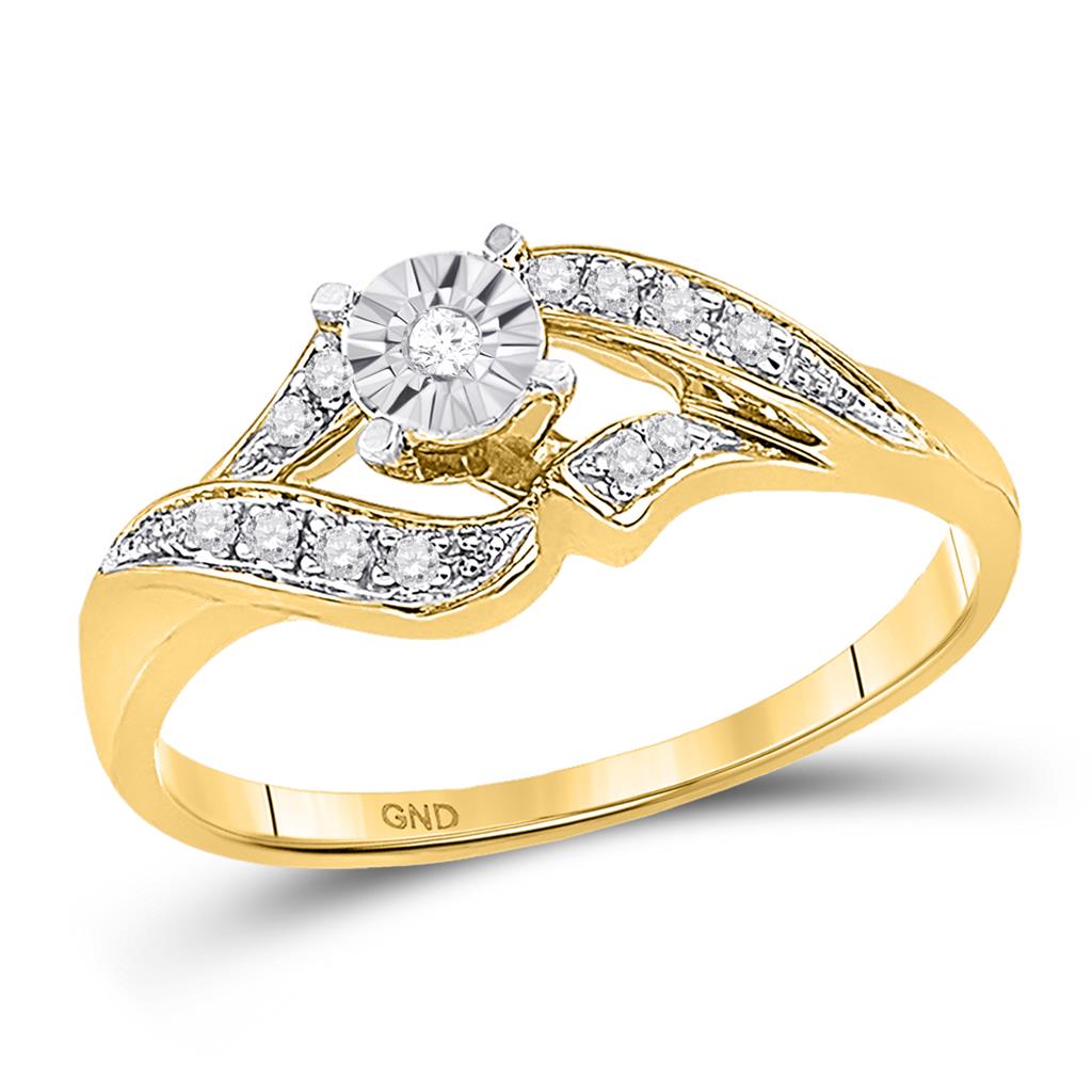 10k Yellow Gold Round Diamond Solitaire Bridal Engagement Ring 1/6 Cttw