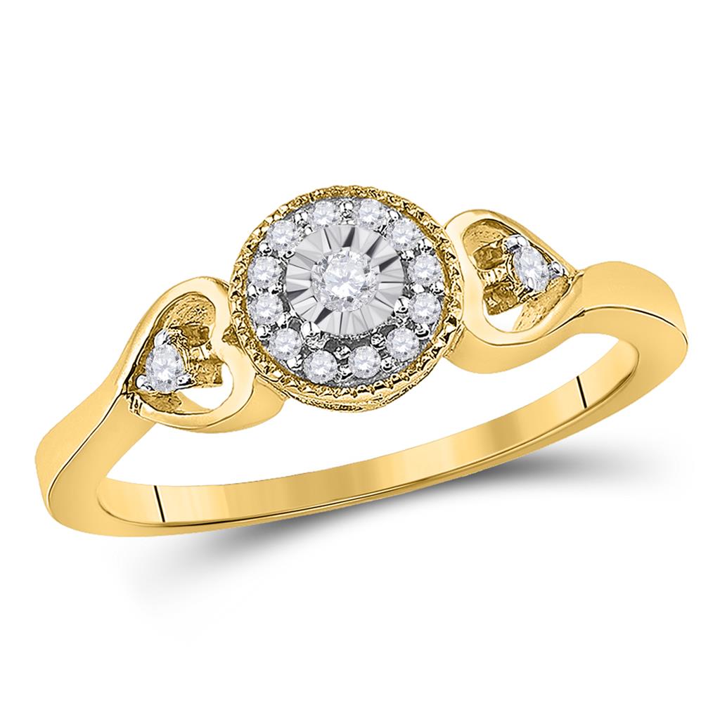 10k Yellow Gold Round Diamond Solitaire Bridal Engagement Ring 1/8 Cttw