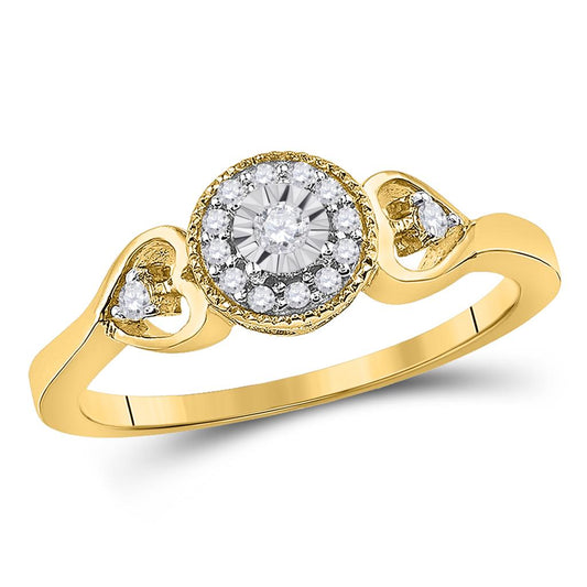 10k Yellow Gold Round Diamond Solitaire Bridal Engagement Ring 1/8 Cttw