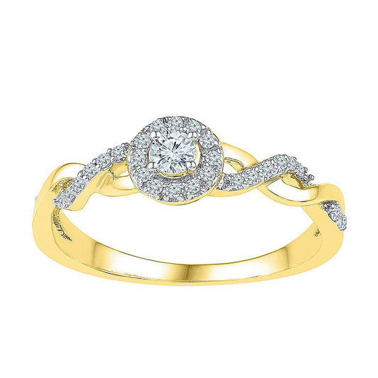 10k Yellow Gold Round Diamond Solitaire Bridal Engagement Ring 1/5 Cttw