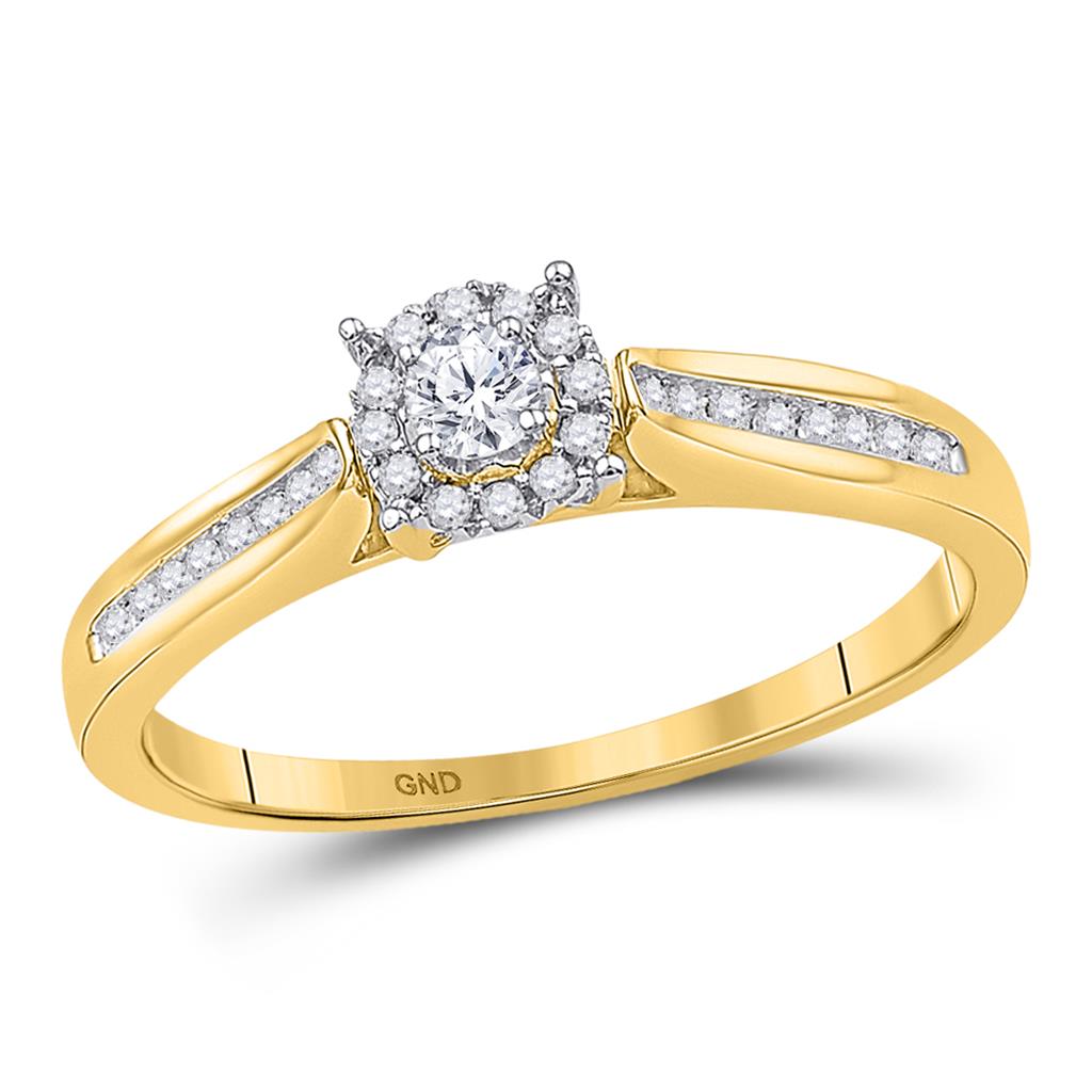 10k Yellow Gold Round Diamond Solitaire Bridal Engagement Ring 1/6 Cttw