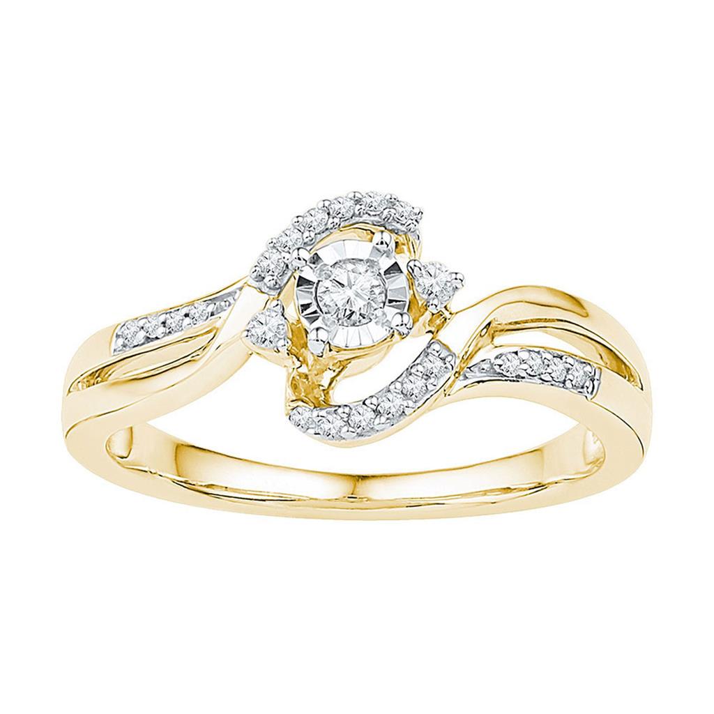 10k Yellow Gold Round Diamond Solitaire Bridal Engagement Ring 1/6 Cttw