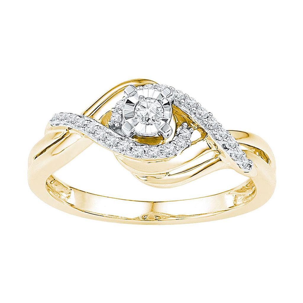 10k Yellow Gold Round Diamond Solitaire Bridal Engagement Ring 1/5 Cttw