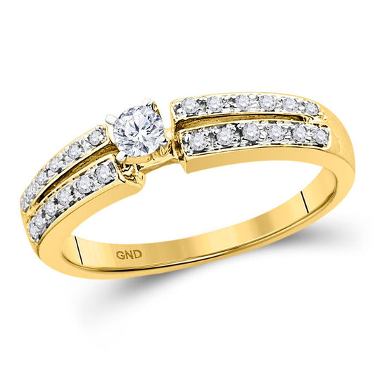 10k Yellow Gold Round Diamond Solitaire Bridal Engagement Ring 1/4 Cttw