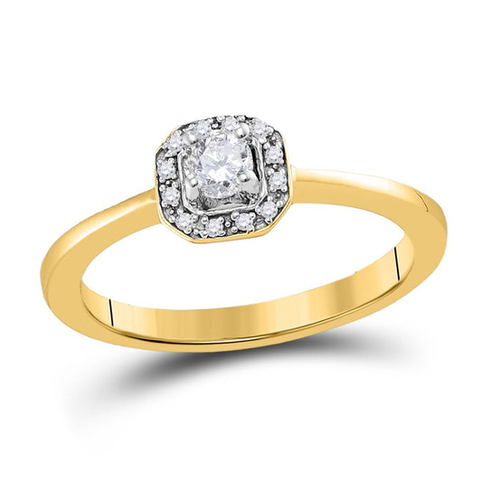 10k Yellow Gold Round Diamond Solitaire Halo Bridal Engagement Ring 1/4 Cttw