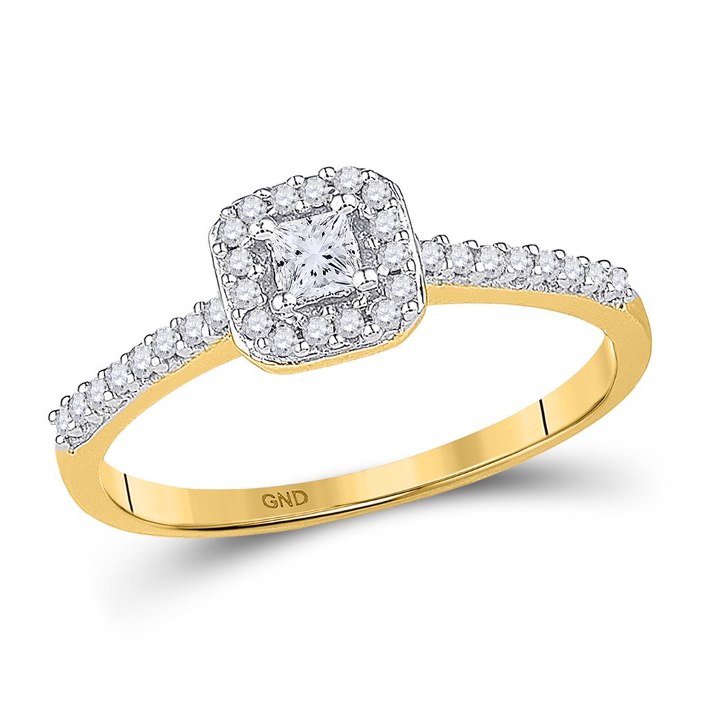 10k Yellow Gold Princess Diamond Solitaire Bridal Engagement Ring 1/4 Cttw