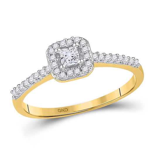 10k Yellow Gold Princess Diamond Solitaire Bridal Engagement Ring 1/4 Cttw