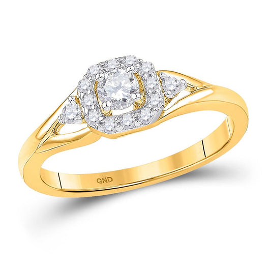 10k Yellow Gold Round Diamond Solitaire Bridal Engagement Ring 1/3 Cttw