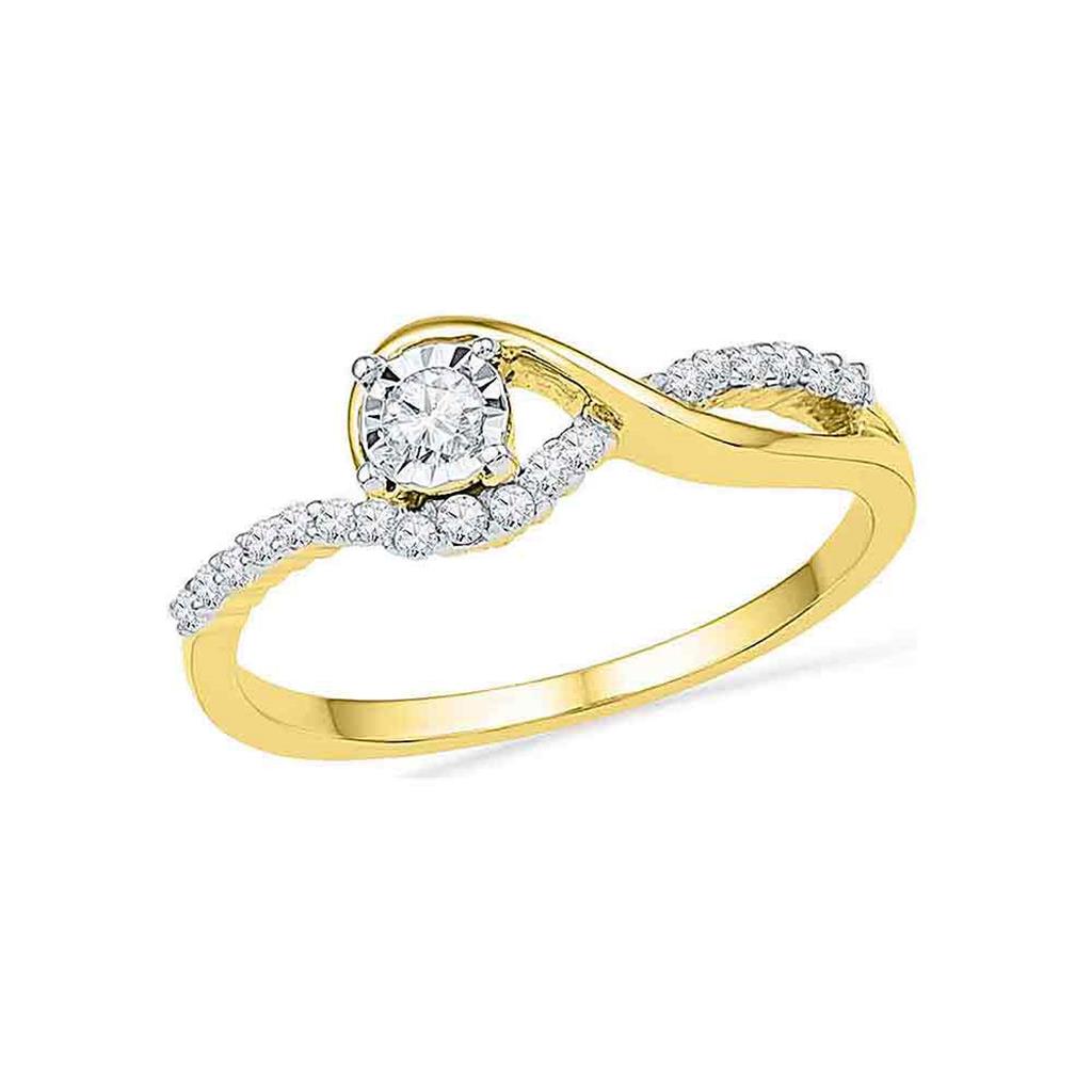 10k Yellow Gold Round Diamond Solitaire Bridal Engagement Ring 1/6 Cttw