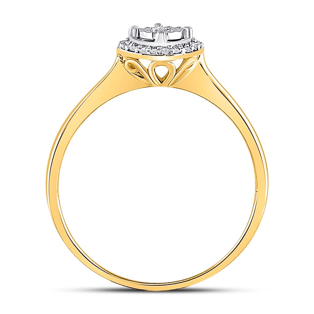 10k Yellow Gold Round Diamond Solitaire Halo Bridal Engagement Ring 1/12 Cttw