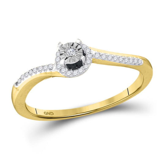 10k Yellow Gold Round Diamond Solitaire Bridal Engagement Ring 1/6 Cttw