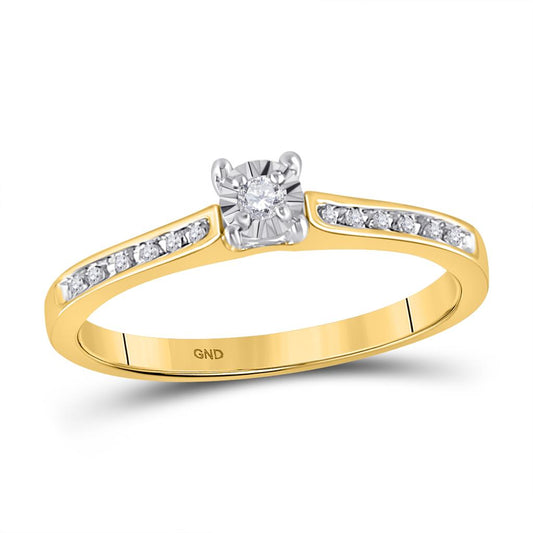 10k Yellow Gold Round Diamond Solitaire Bridal Engagement Ring 1/10 Cttw